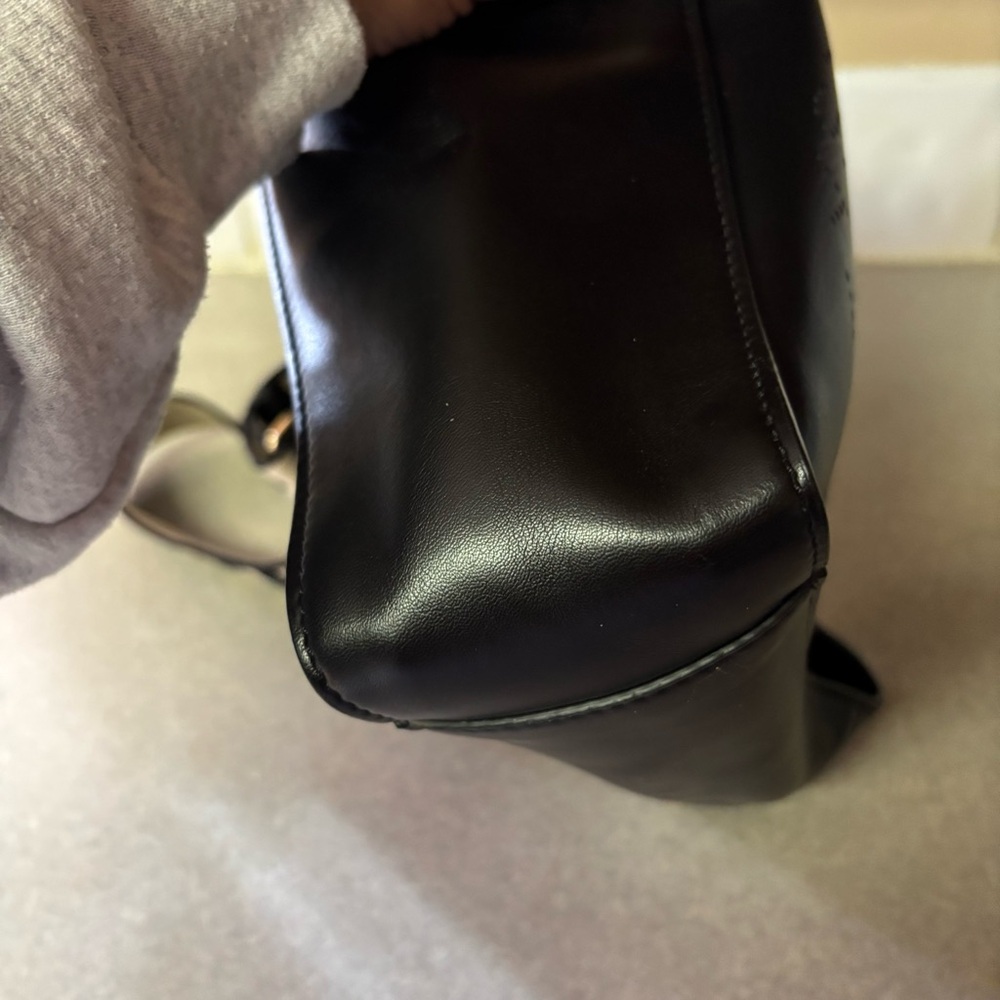 Stella McCartney Black Faux Leather Perorated Logo Small Preppy Crossbody Bag - Picture 13 of 13